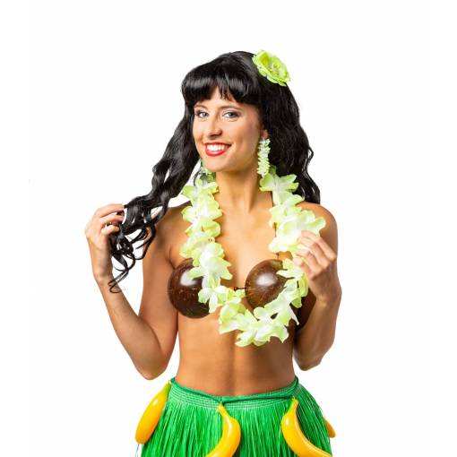 Havajský věnec, náušnice, spona do vlasů - Zelená