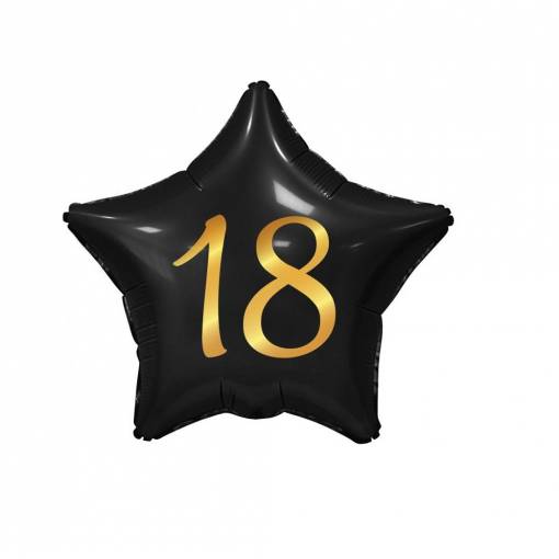 Foto - Fóliový balónek hvězda - Černý s číslem 18