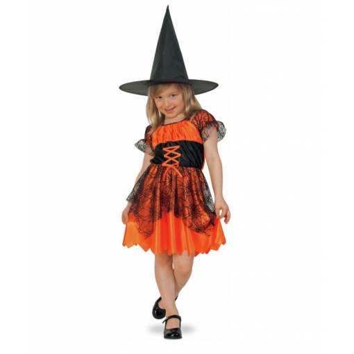 Dětský kostým - Oranžová čarodějka 128