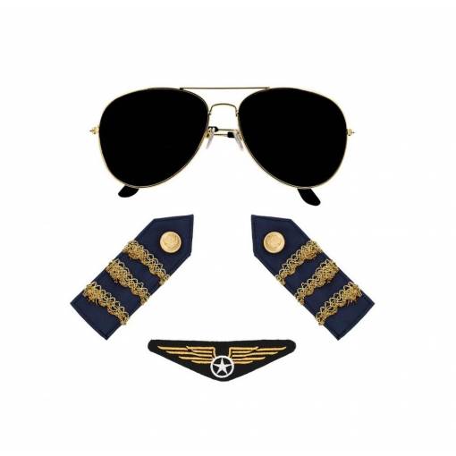 Set pro pilota - brýle, nárameníky, odznak