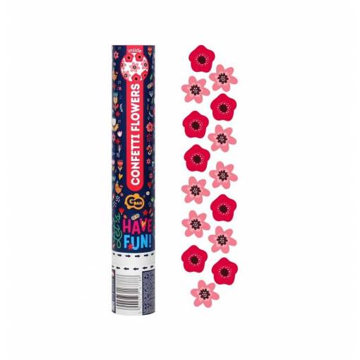 Vystřelovací konfety - Červené a růžové kytičky