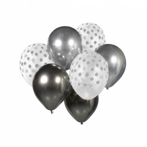 Sada balónků - Stříbrný mix, 7 kusů