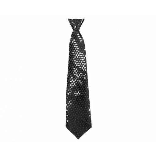 Flitrová kravata - Černá
