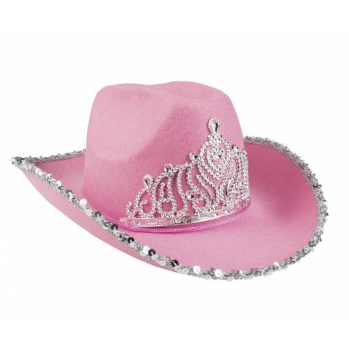 Dámský kovbojský klobouk s korunkou - Růžový