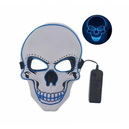 Svítící LED maska - Lebka, modrá
