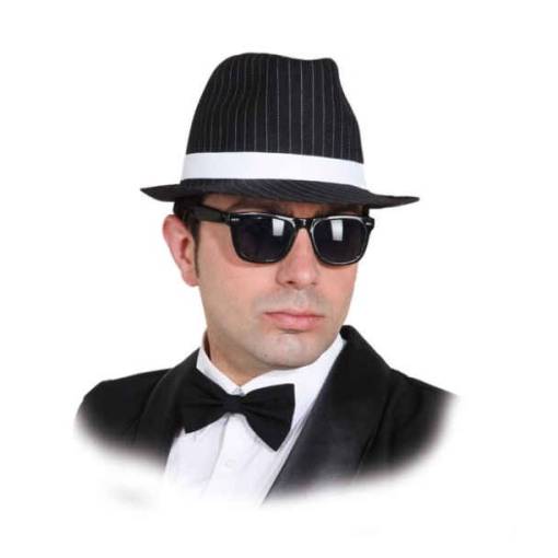 Gangster klobouk - Černý s bílými proužky