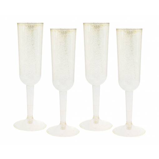 Foto - Plastové skleničky na šampaňské - Glitrově zlaté