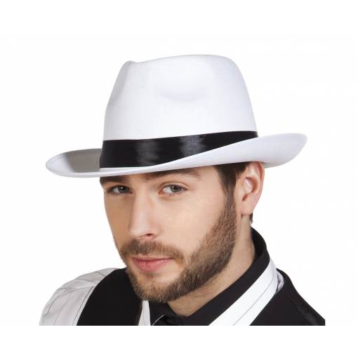 Gangster plstěný klobouk - Bílý