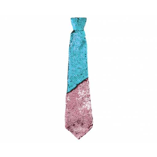 Foto - Flitrová kravata - Tyrkysovo růžová