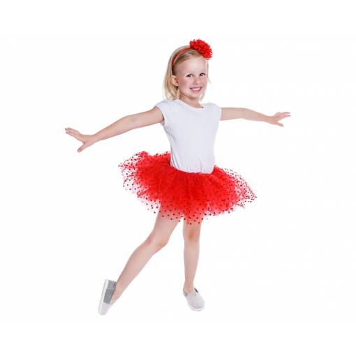 Dětská TuTu sukně - Červená s tečkami, 3 roky