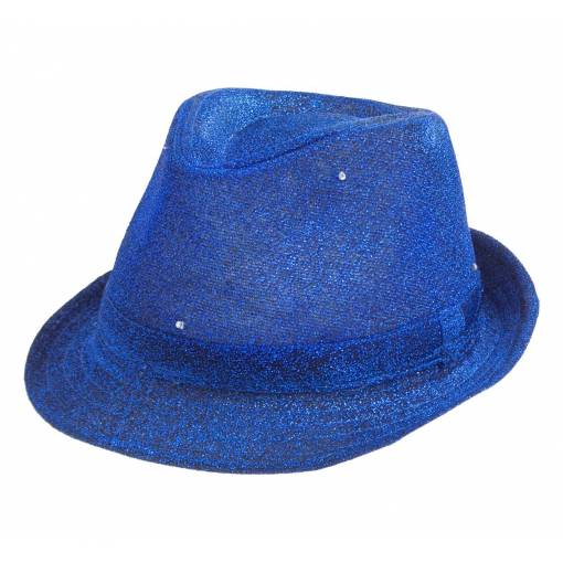 Blikající flitrový klobouk - Modrý
