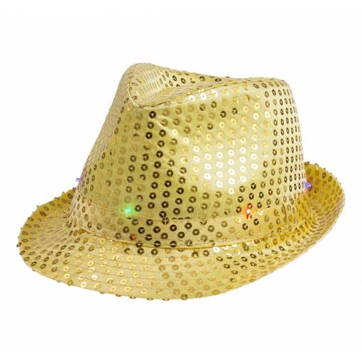 Blikající flitrový klobouk - Zlatý, flitrový