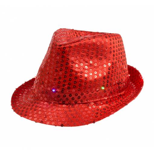 Blikající flitrový klobouk - Červený