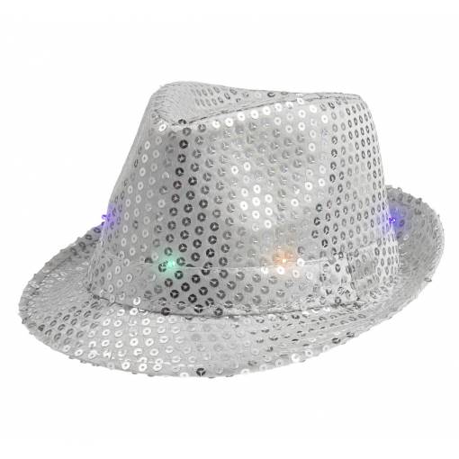 Foto - Blikající flitrový klobouk - Stříbrný, flitrový