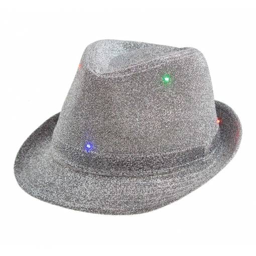 Blikající flitrový klobouk - Stříbrný, třpytivý