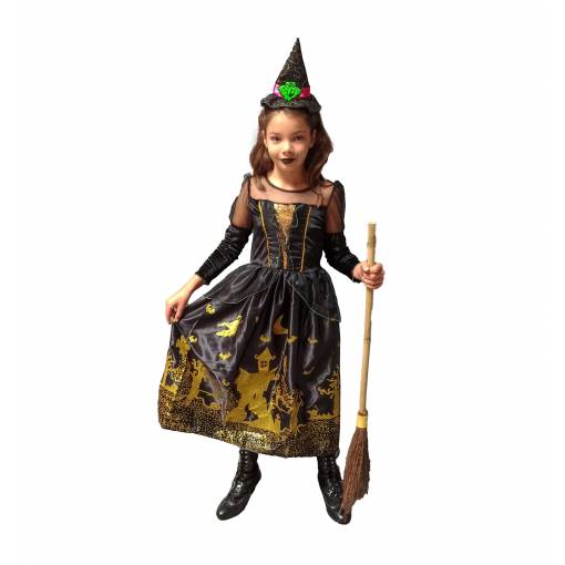 Foto - Dětský kostým - Černo-zlatá čarodějka 116