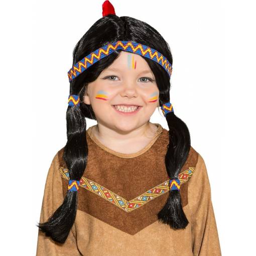 Foto - Dětská paruka - Indiánská s modrou čelenkou
