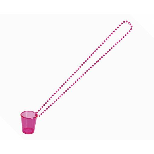 Náhrdelník - Plastový panák růžový